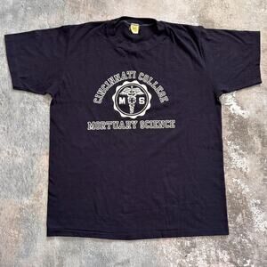 Vintage 70s Cincinnati College Mortuary Science. Flocked. Size XL